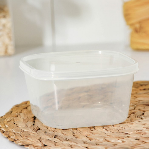 Контейнер пищевой 700 мл, 12,5×12,5×6,5 см, квадратный, прозрачный /9431491