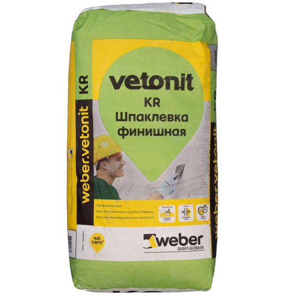 Шпаклевка "Ветонит КR" (20кг)/54  финишная   на органич.связующем, от 1 до 3 мм