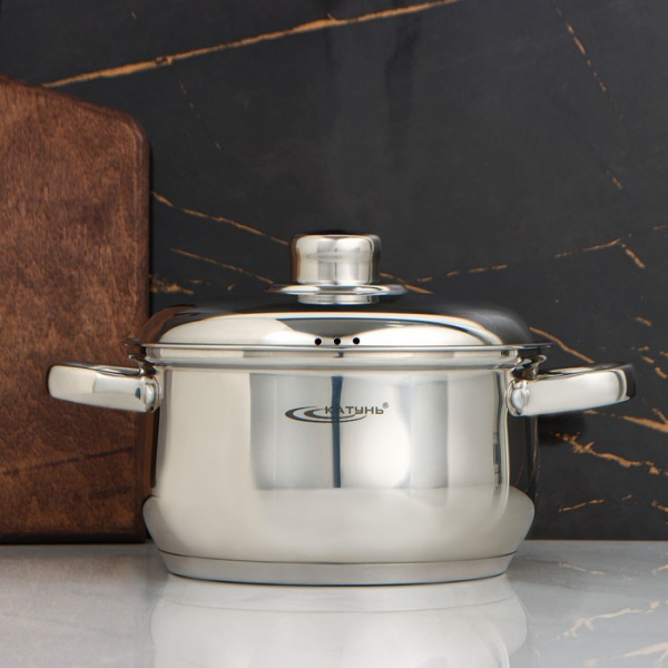 Кастрюля «Гретта», 2,5 л, d=18 см, капсульное дно, металлическая крышка, индукция/504081