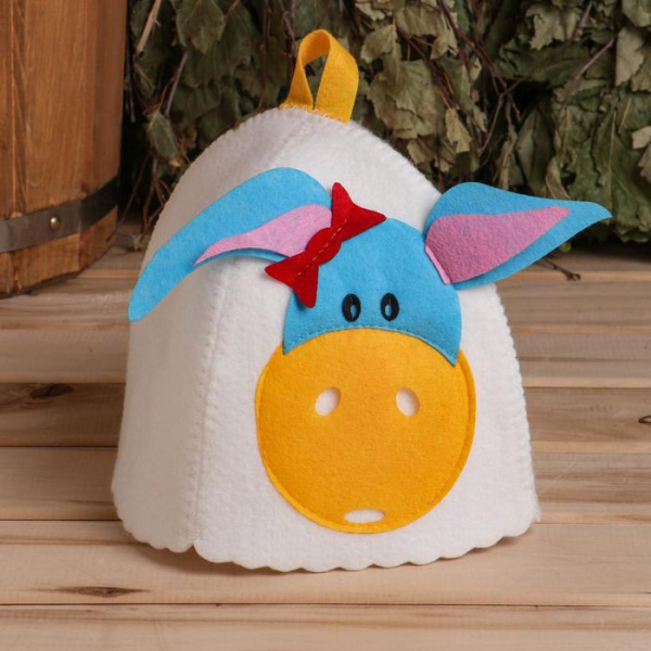 Шапка для бани с детской аппликацией "Ослик" войлок /2867747