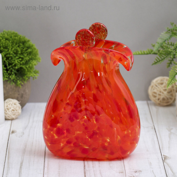 Ваза "Кошелёк" красный, (в стеклокрошку) 16см/1346359