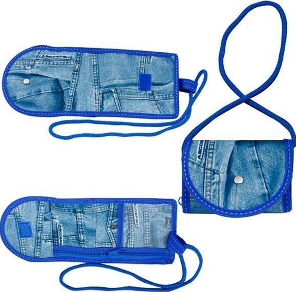 Пенал-кошелек ДЖИНС закругленный, с отделением для ключей, (ЛАВРОВ Б.Е. ИП)