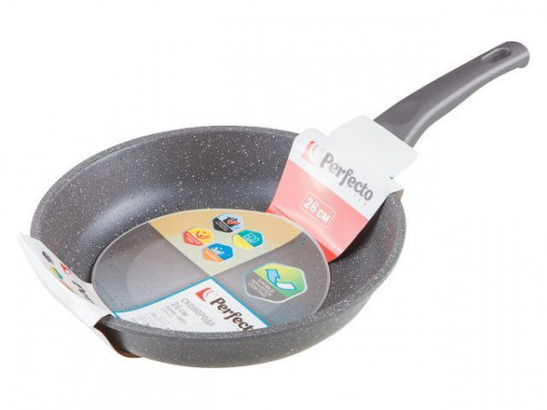 Сковорода ф 26х6.0 см, алюм., антиприг. покр., для индукц. плит, серия Grey, PERFECTO LINEA