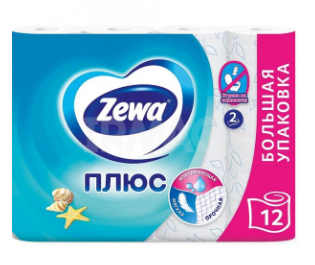 Zewa туалетная бумага плюс 2-х слойная океан 12шт