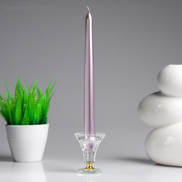 Свеча античная, 2,3х 25 см, лакированная, розовый металлик/ 4820530