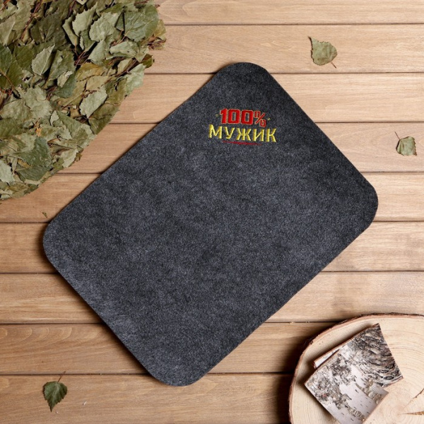 Коврик прямоугольный из серого войлока 100% мужик /1788903