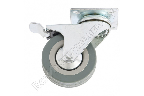 Колесо  поворотное с тормозом d-100мм, крепление  платформенное /68721
