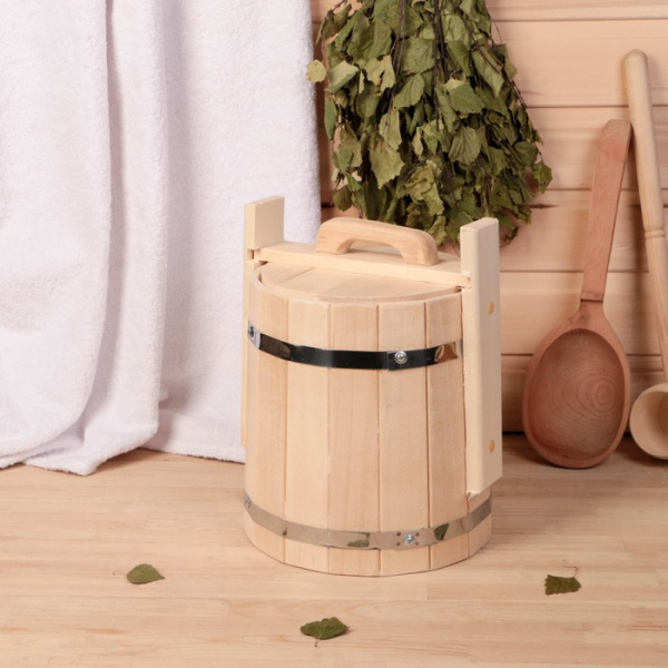 Кадка липовая, с крышкой, 5л, нержавающий обруч 1490755