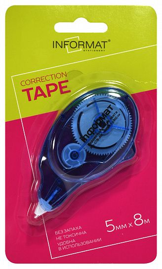 Корректирующая лента-роллер INFORMAT 5мм х 8м, голубой корпус /060164