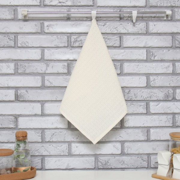 Полотенце цв. белый 35х60 см, 100% хл, крупная вафля 220 г/м2 /9485596