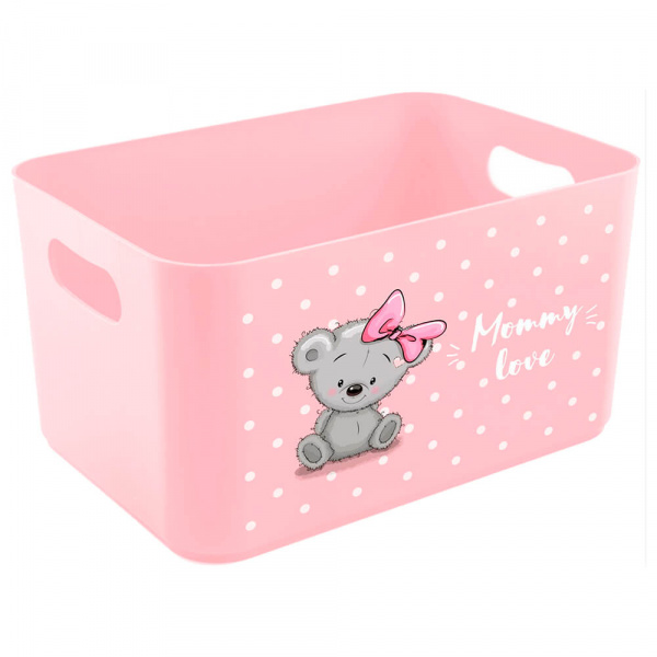 Корзина для детских игрушек Mommy love (Мамми лав) 2,4 л, нежно-розовый, BEROSSI