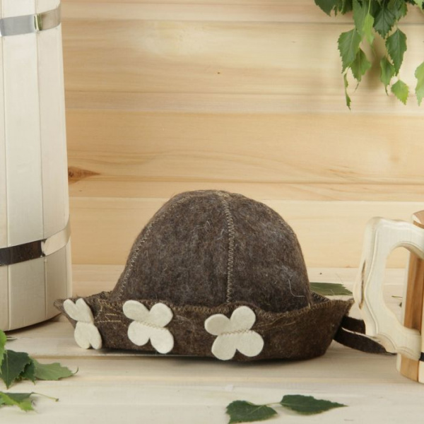 Банная шапка детская, коричневая, войлок /2593185