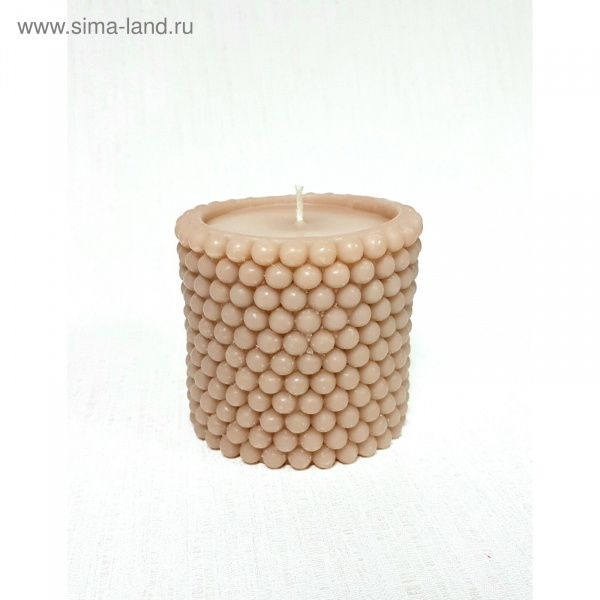 Свеча "Ручная работа" цилиндр "Жемчужный" 100*95 бежевый 2317370