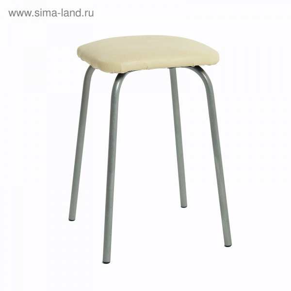 Табурет "Эконом" квадратный, Серебристый металлик/молочный/4181563