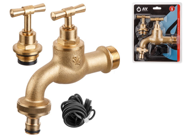 Кран водоразборный 3/4" нар. настенный со штуцером, AV Engineering (вход 3/4" х выход 1")/169034