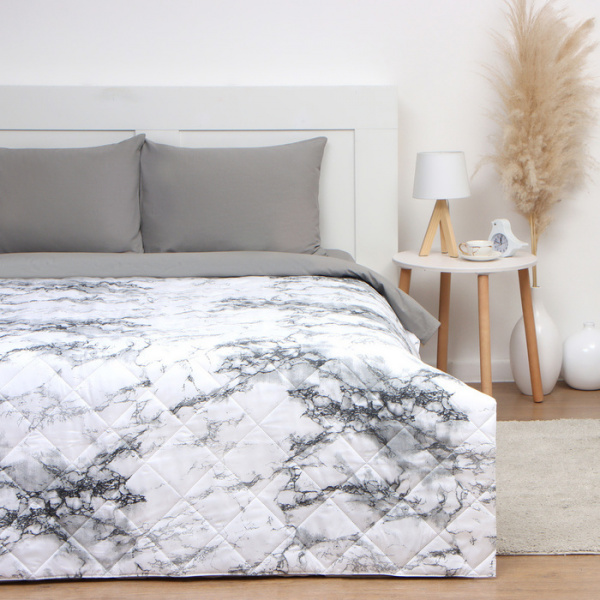 Покрывало LoveLife евро White marble, 200*210±5см, микрофайбер, 100% п/э /10205645