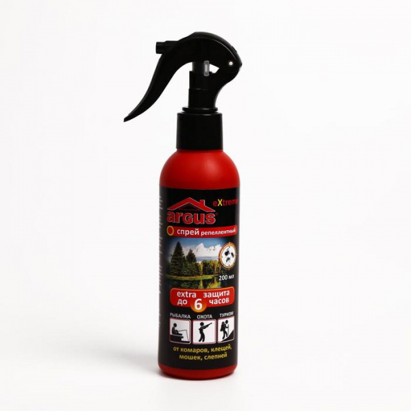 Спрей репеллентный от комаров ARGUS EXTREME, с распылителем, 200 мл /724275