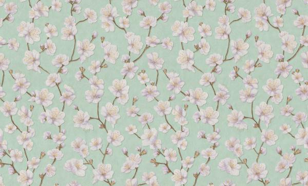 Обои Цветущая вишня МОФ" Malex design"(мята-аметист) (1,06*10) 4070-7 РАСПРОДАЖА
