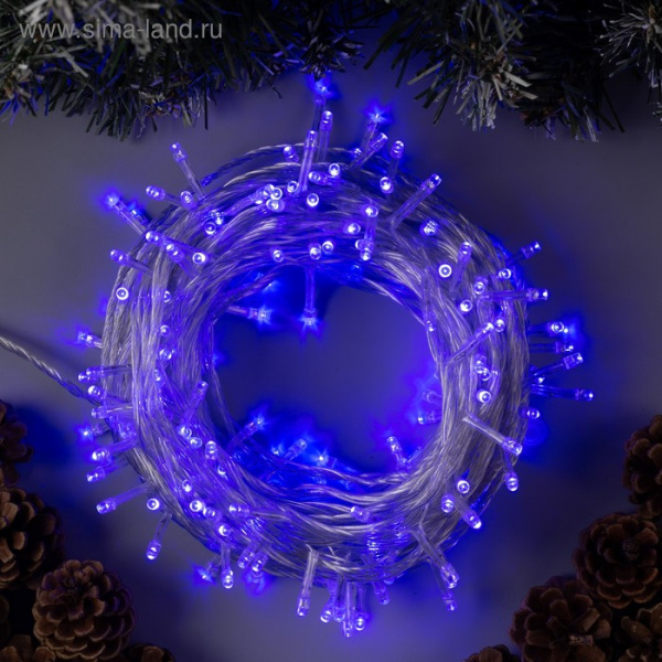 Гирлянда «Нить» 20 м, прозрачная нить, свечение синее, 8 режимов, 220 В /3556806
