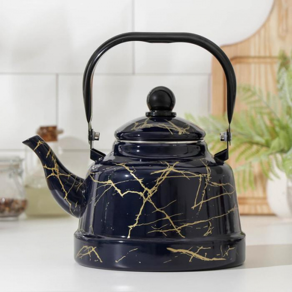 Чайник эмалированный «Элемент», 2,5 л, 24,5 см х 24 см х 18 см, цвет синий/6073257