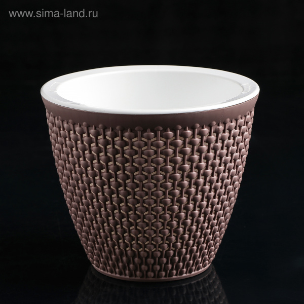 Кашпо со вставкой «Ротанг», 1,6 л, цвет мокко/4647121