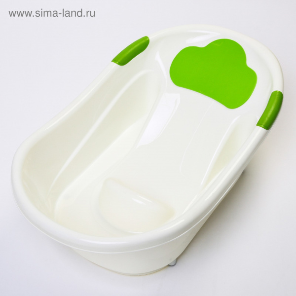 Ванночка 73см. с анатомической горкой и сливом,цвет белый/зеленый 4881346