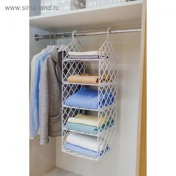 Вешалка - полка, 80×29×29 см, 4 маленькие полки, цвет белый /4449923