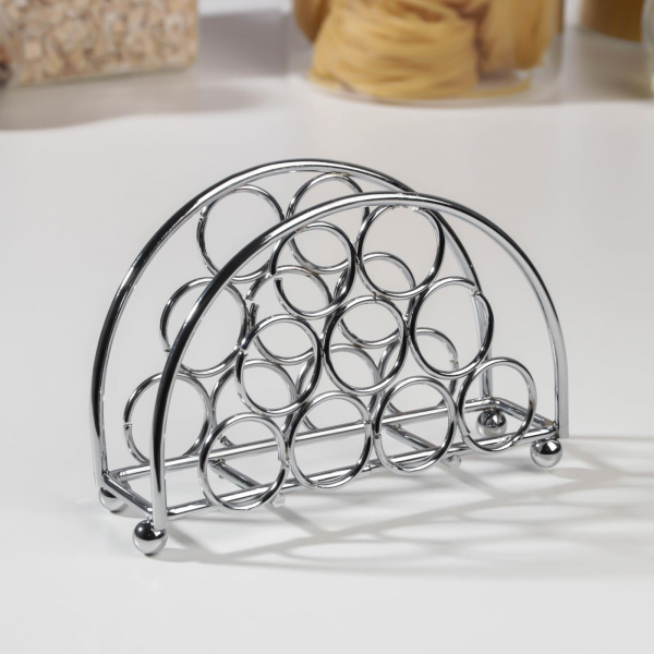 Салфетница Доляна «Ринго», 13×3×10 см, цвет серебряный/1204926