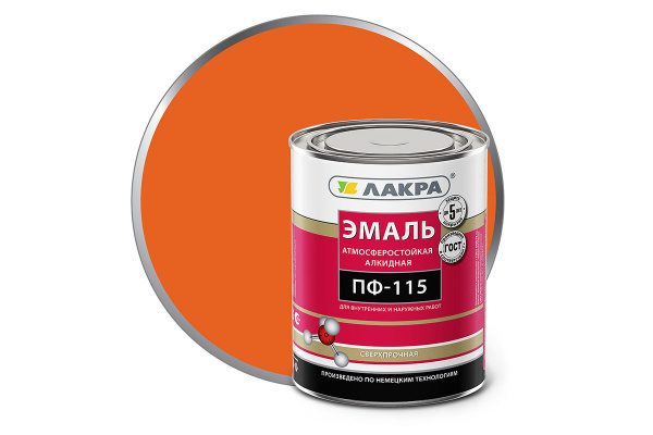 Эмаль ПФ-115 оранжевый 1кг. лакра