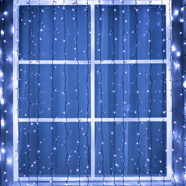 Гирлянда «Занавес» 2 × 3 м,тёмная нить, свечение белое, 220 В /1080233