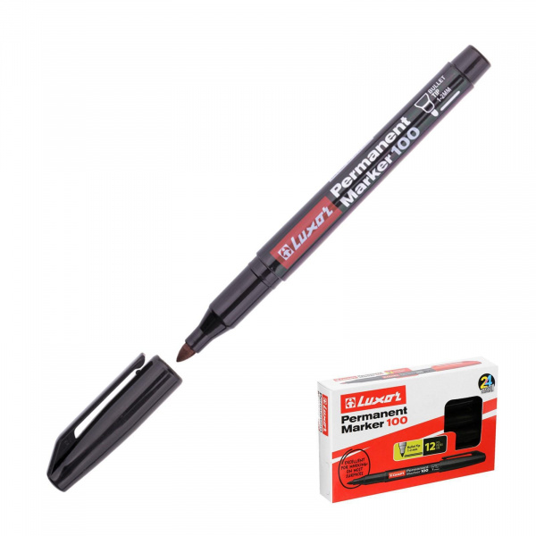 Маркер перманентный Luxor "100", 1-2 мм, чёрный /5115102