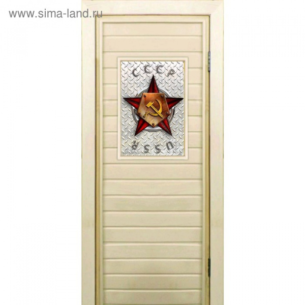 Дверь для бани со стеклом (40*60), "Звезда", 170×70см, коробка из осины /5014636