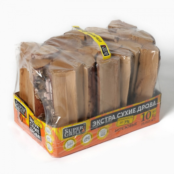 Дрова березовые, сухие. В паке 10 кг. /10663352
