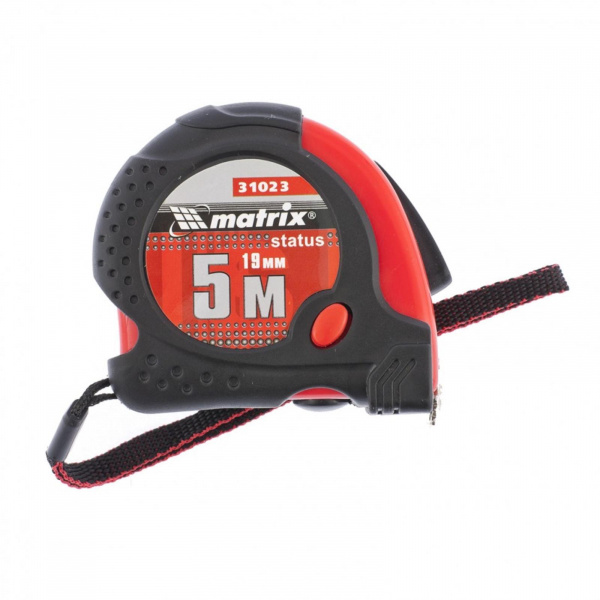 Рулетка Status Magnet fixation, 5 м х 19 мм, обрезиненный корпус, зацеп с магнитом Matrix/31023
