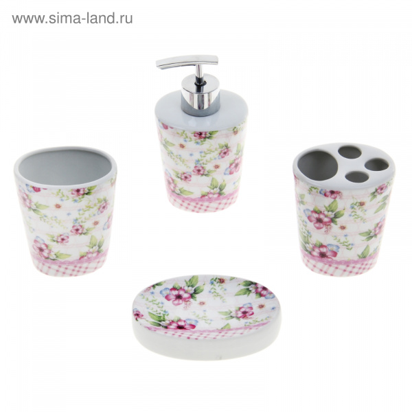 Набор для ванной, 4 предм. (Дозатор, мыльница, 2 стакана) 866061