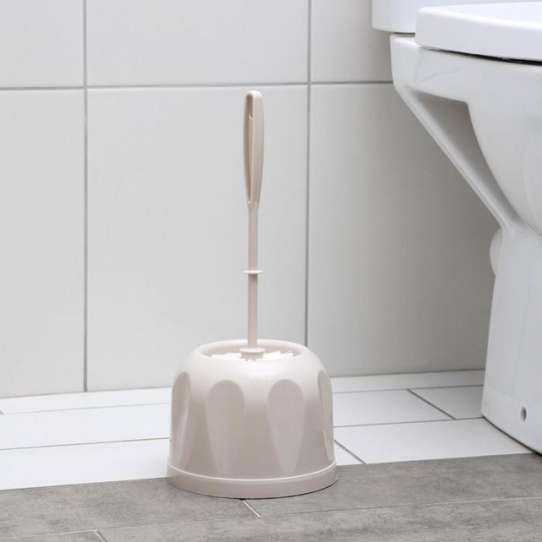 Ёршик для унитаза с подставкой, 16×16×36 см, цвет бежевый /6628618