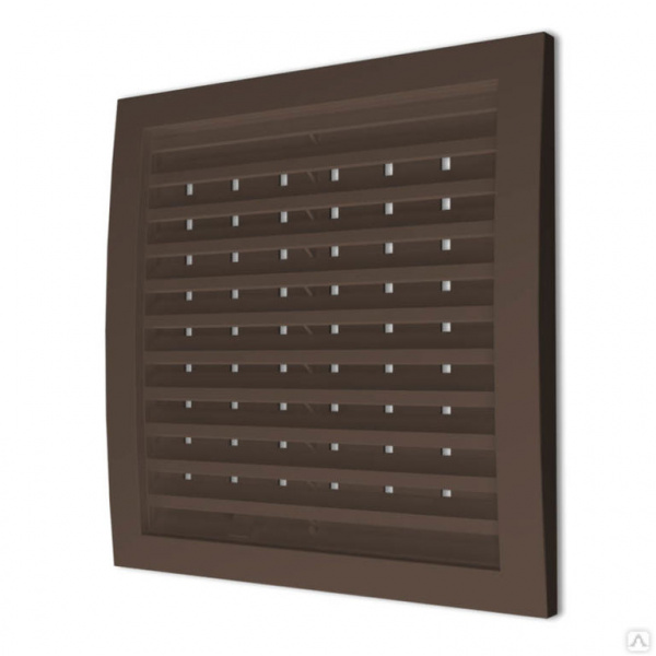 Решетка вентиляционная наружная, регулируемая, разъемная 200х200, ASA-пластик, корич.