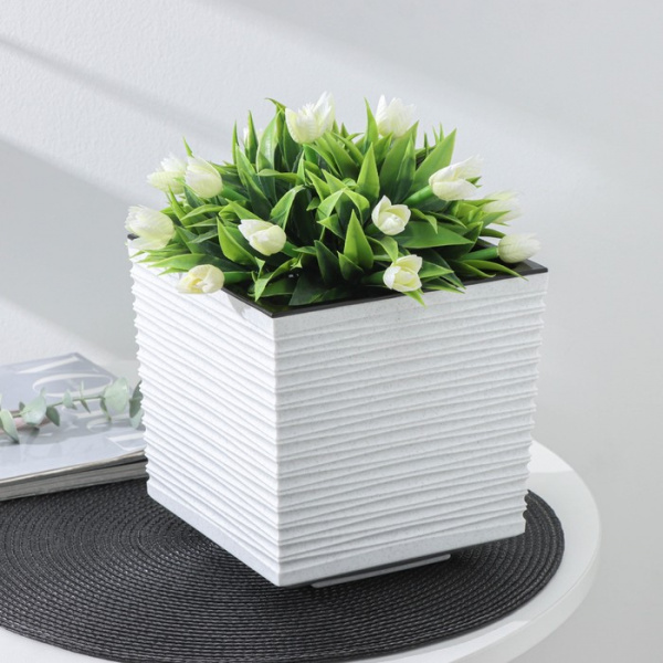 Кашпо со вставкой «Стиль», 3 л, цвет мрамор /9629401