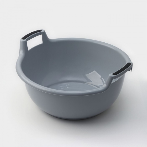 Таз с ручками, 16 л, 44,5×43×21,5 см, круглый, цвет серый /10112508