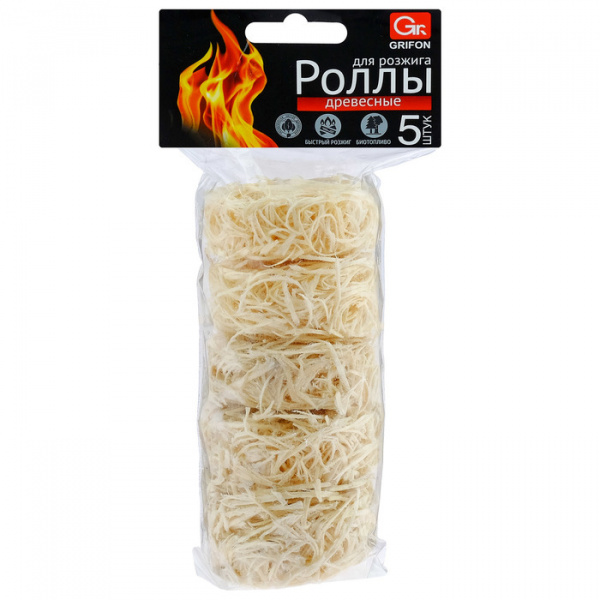 Роллы для розжига GRIFON, берёза, 5 шт/4897453