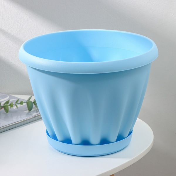 Горшок для цветов с поддоном «Знатный», 6,7 л, d=27 см, цвет голубой/9243606
