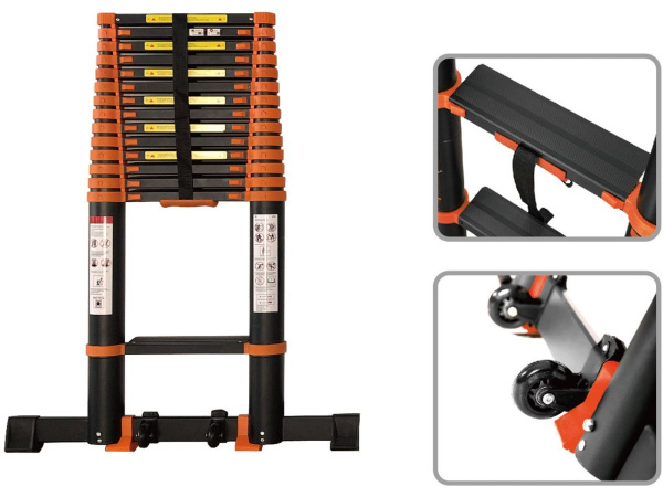 Лестница телескопическая 1-секц. алюм. 430см, 11 ступ. 10,8кг BLACK LINE STARTUL (ST9931-043)