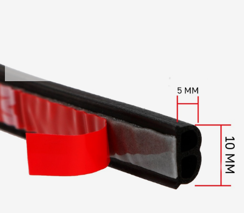 Уплотнитель двери в автомобиль, В-образный, самоклеящийся, 5 м, черный /7420330 