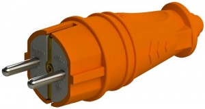 Вилка прямая каучук 2P+PE 1х16А 220-240V IP44 ОРАНЖ 4301 (Турция)