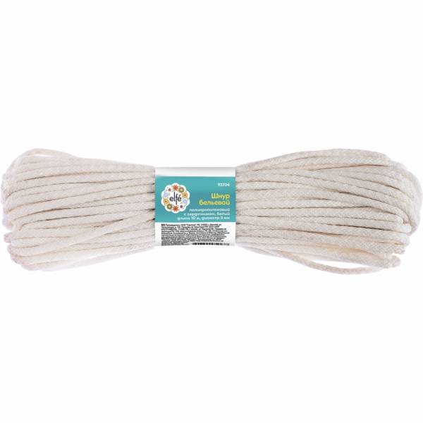 Шнур бельевой полипропиленовый с сердечником  D-3 мм L-20 м, белый/937065