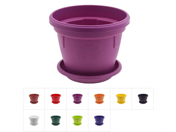 Кашпо с поддоном Gerber (Гербера) d-20 cм, DRINA (цвета в ассортименте) (10184)