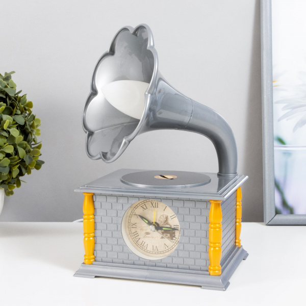 Настольная лампа "Граммофон" E14 10Вт серый 14,5х12,3х24,5 см /7623766