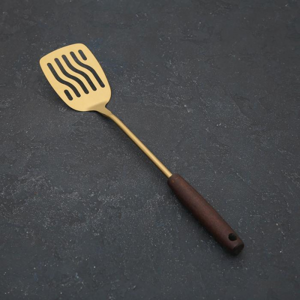 Лопатка из нержавеющей стали с отверстиями «Прайм», длина 39,5 см, цвет метал. золотой /6957675