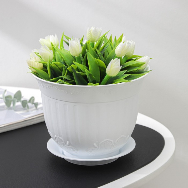 Горшок с поддоном «Ангара», 1,5 л, цвет белый /4422039