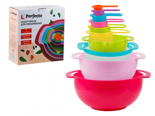 Набор мисок 10 предметов разноцветный, PERFECTO LINEA (Материал: полипропилен) (30-100830)